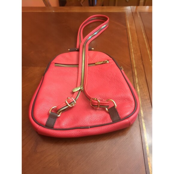 VALENTINA Made in Italy Red Leather Double Entry Convertible Bag Backpack. main image 11